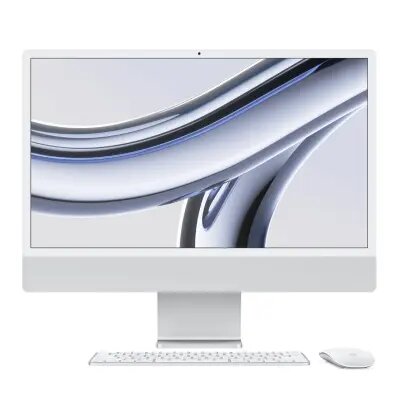Apple/ iMac 24-inch, A2873, SILVER,Apple M3 chip 8C CPU 10C GPU,8GB unified memory,256GB SSD storage,Gigabit Ethernet, Two Thunderbolt / USB 4 ports,Two USB