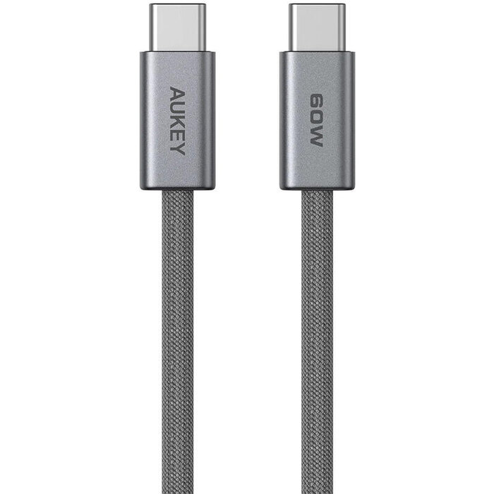 Android/ AUKEY CB-DCC061 C to C 60W/480Mbps 1.0M Braided USB 2.0 Cable (Gunmetal)